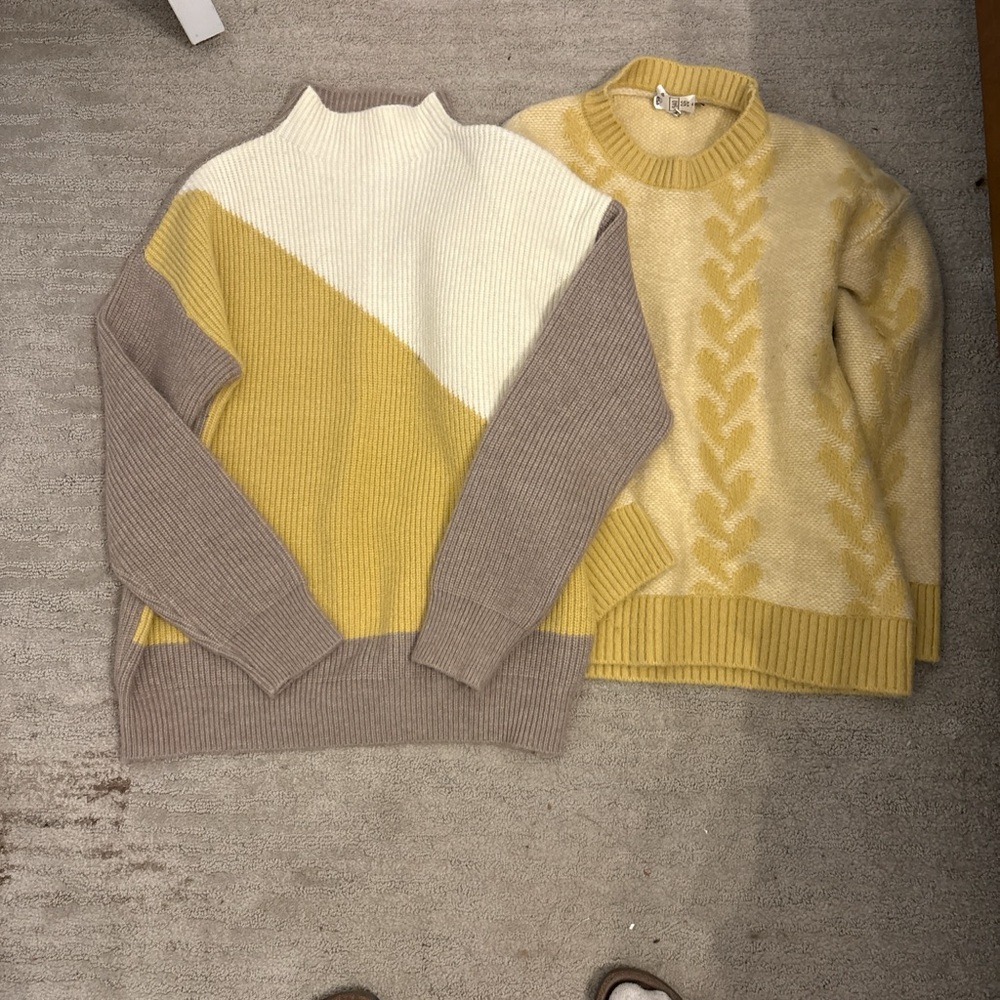Cozy Colorblock and Cable Knit Sweater Duo